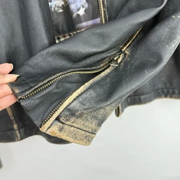 Top Gun Leather Jacket Mens XXL Distressed Moto Aviator Vintage Aviation - Picture 7 of 16